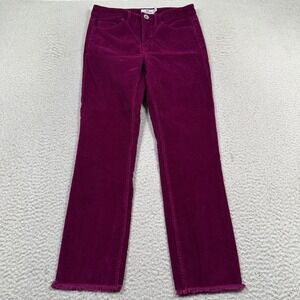 Vineyard Vines‎ Pants Womens 28 Straight Crop Corduroy Raw Hem Magenta Purple